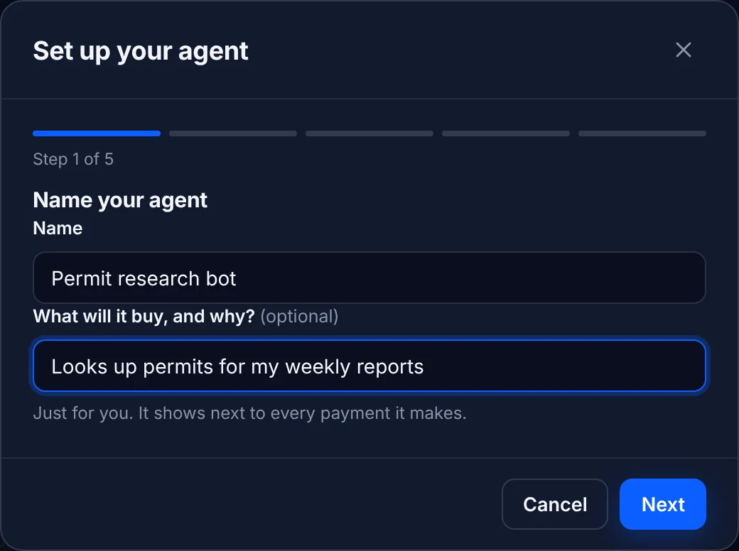 Step 1: name your agent and say what it is for